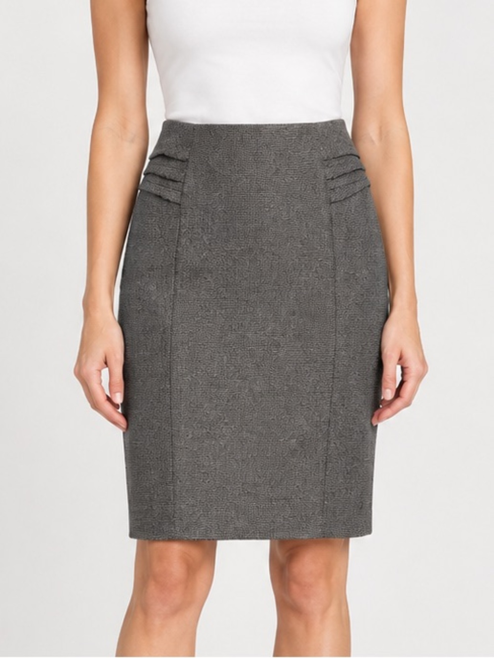 Express Textured Black/White Hip Pleat Detail Pencil Skirt 22" Size 10